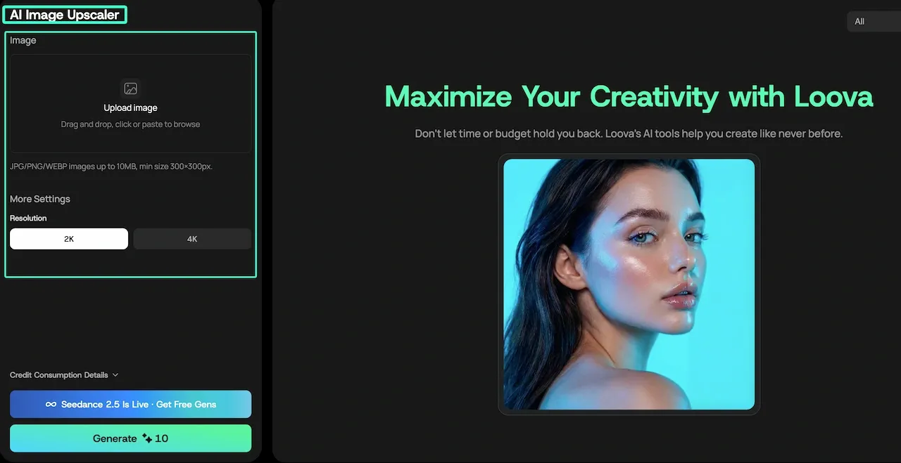 AIで古い写真の折り目を除去した後、AI画像アップスケーラーを使用して解像度を2Kまたは4K品質に向上させます。webp