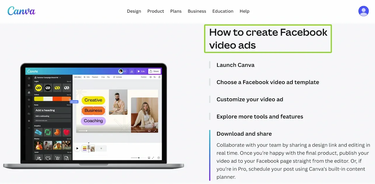 Canva editor used alongside the best AI video generators for Facebook ads 2026 tutorial.webp