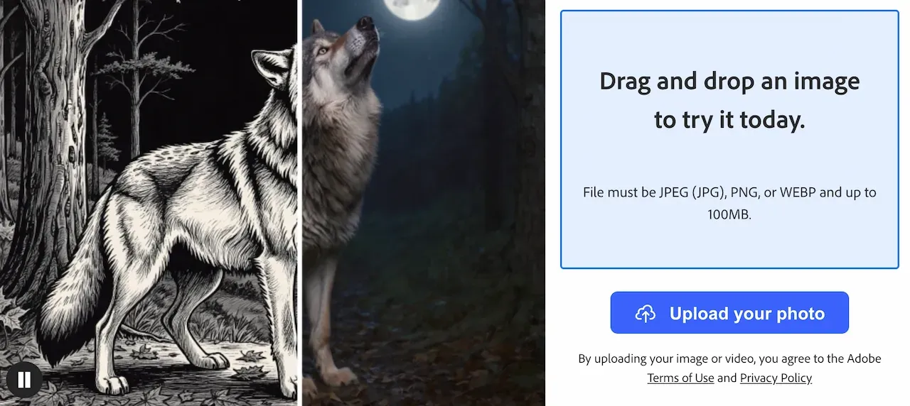 Convert photos like a wolf to sketch using the best ai image generator for line art with simple drag-and-drop tools.webp