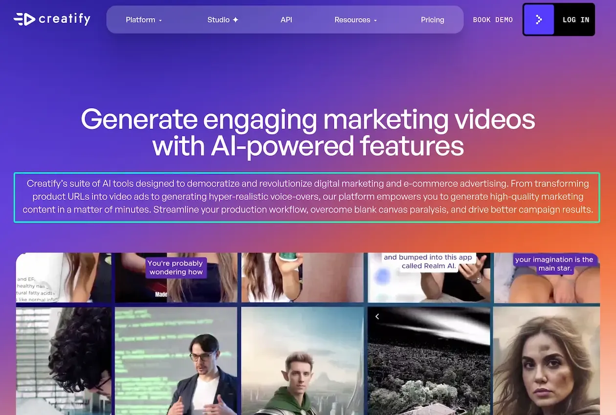 Creatify platform features listed in the best AI UGC video editors for marketing agencies