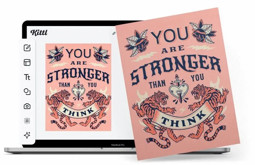 Creating detailed t-shirt graphics using Kittl, top contender for the best ai image generator for line art designs.webp