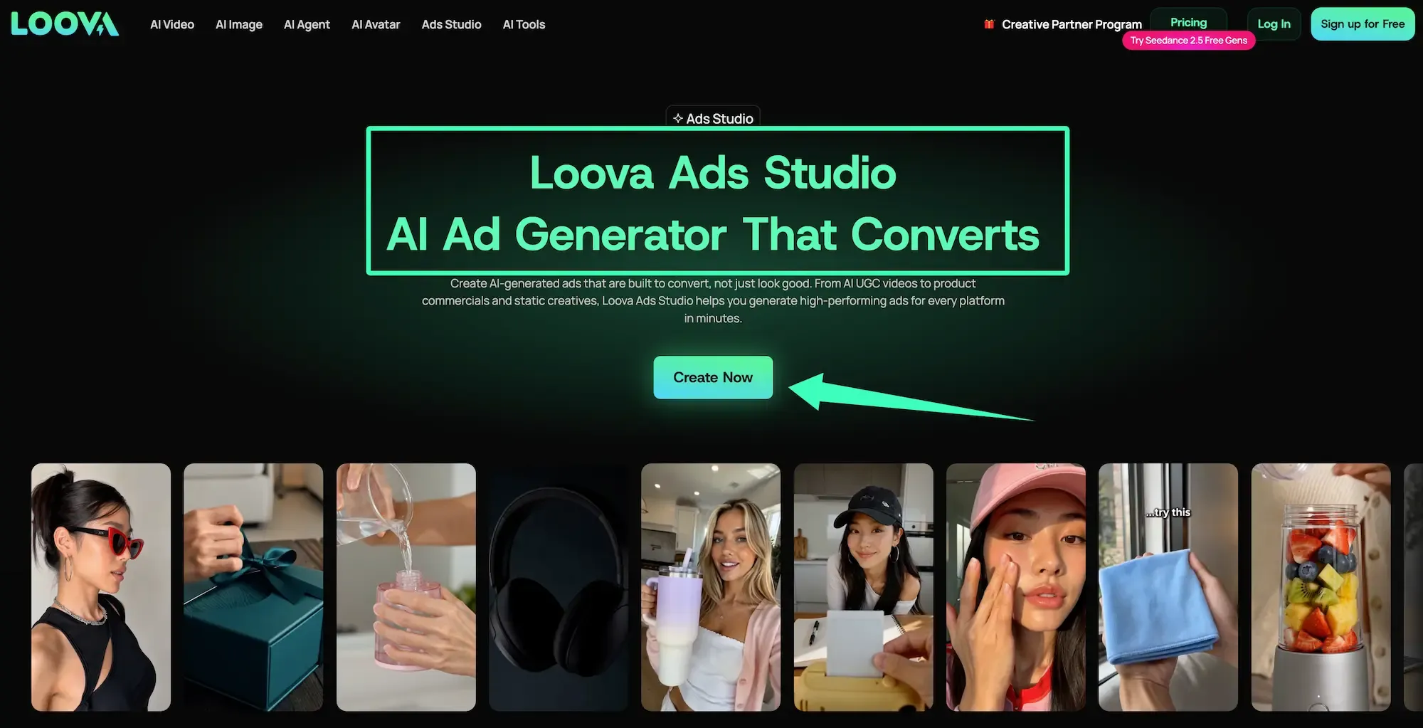 Loova Ads Studioが、あらゆるプラットフォーム向けにコンバージョン率の高いSeedance 2.5 AI広告を数分で生成する様子をご覧ください