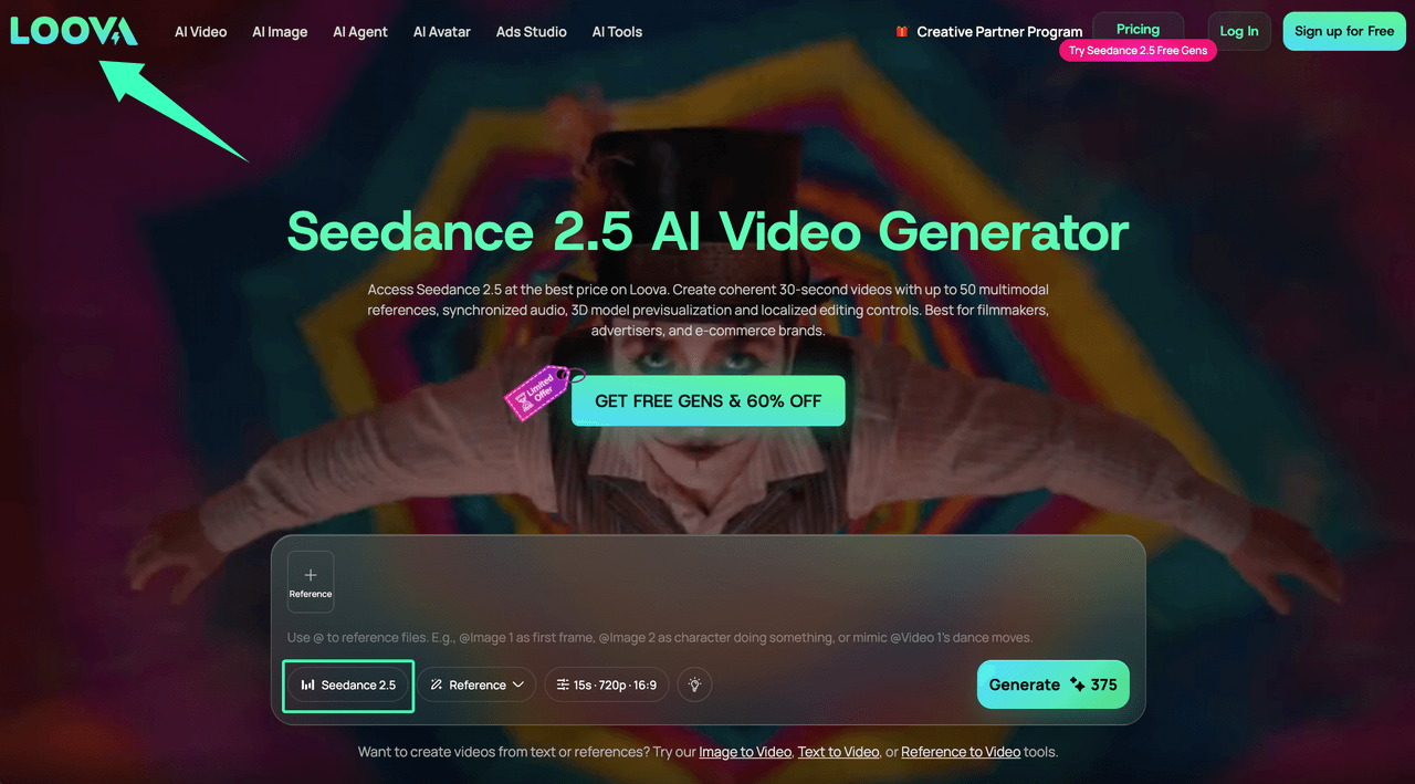 Explore the Loova platform interface to master how to use Seedance 2.5 for creating videos with multimodal references..PNG