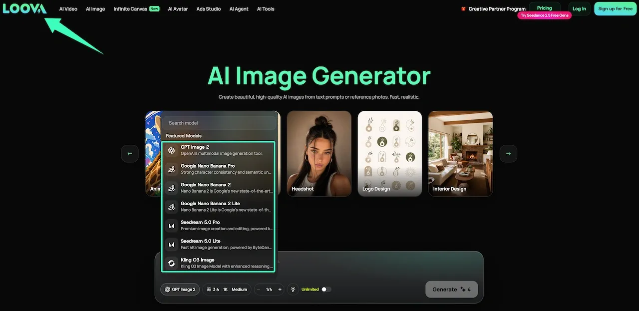 Exploring Loova as the best ai image generator for line art, showing its custom models for precise drawing generation.webp
