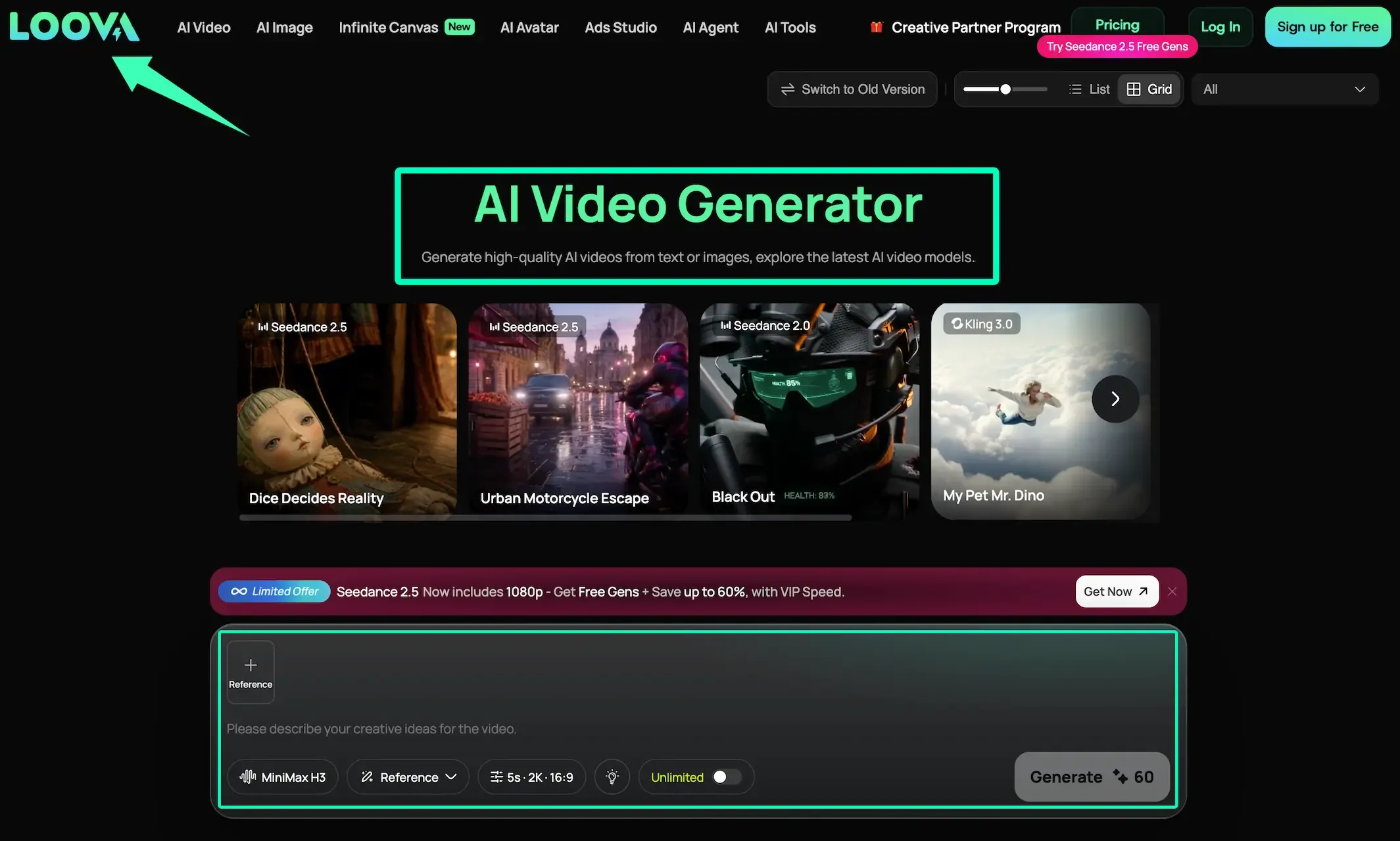 Loova AI platform UI featured in the best ai video generators comparison 2026 review.webp