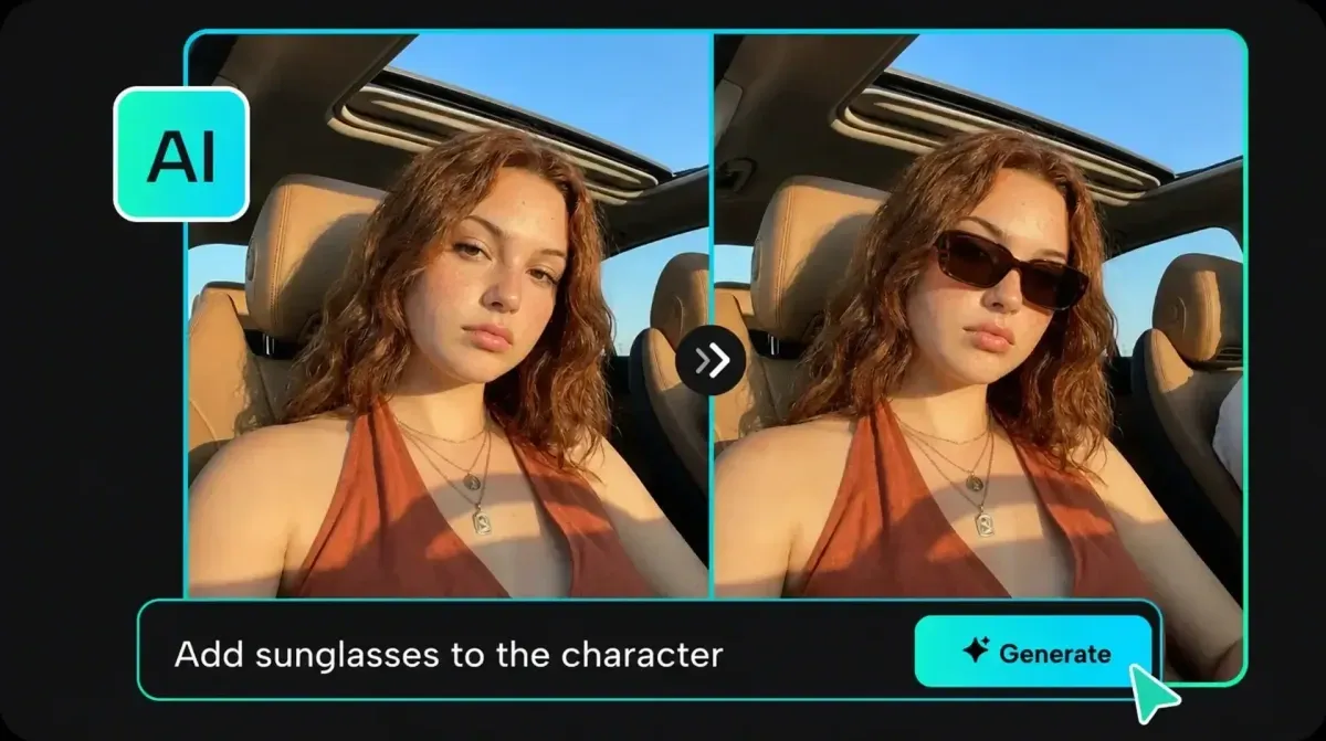 AI画像に自分を登場させ、キャラクターにクールなサングラスをシームレスに追加して結果を編集する方法を見る